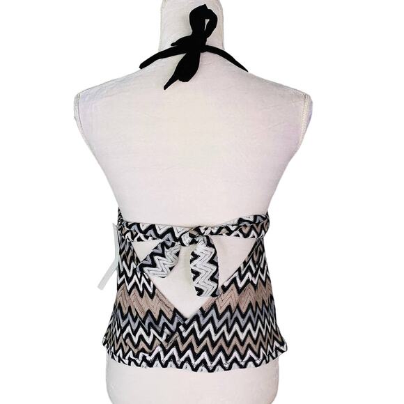 Perry Ellis Tankini Top S Black White Gray Taupe Chevron Removable Pads New - Picture 3 of 11